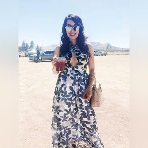 Printed maxi dress size small white and green color